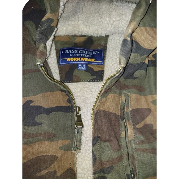 Bass Creek Outfitters Workwear Canvas Sherpa Lined Coat Jacket Size 14/16 Camo - Picture 6 of 9